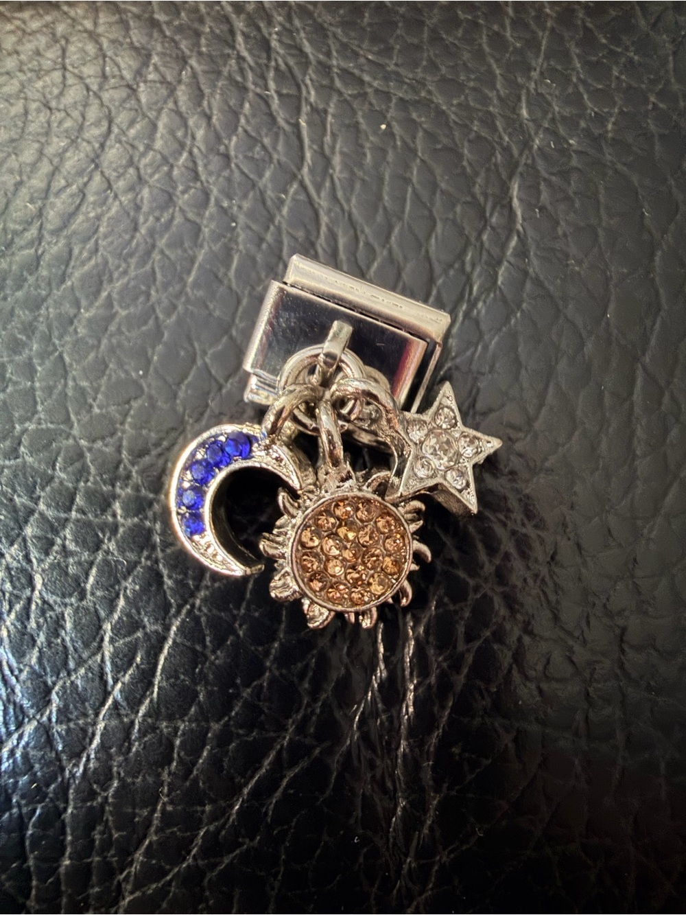 Celestial italian Charm with Moon, Sun & Star